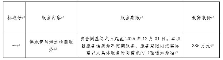 024年宁波市水务环境集团供水管网漏水检测服务项目招标公告"