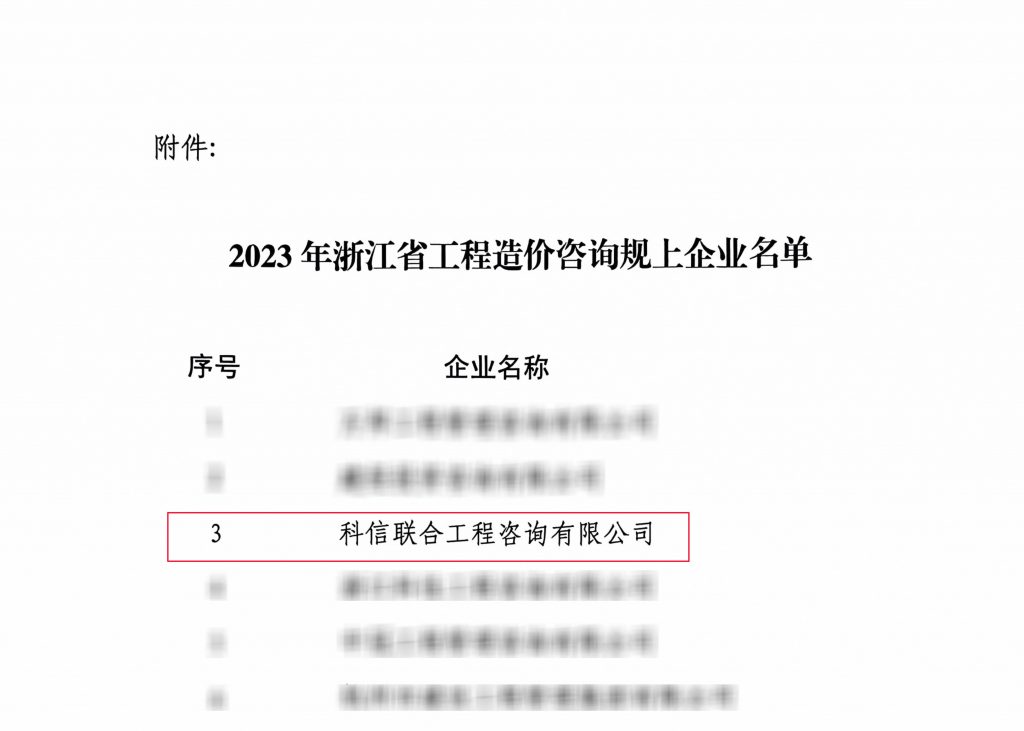 科信喜报 | 我司荣登2023年浙江省工程造价咨询规上企业第三名！